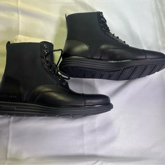 Cole Haan Ten Year Anniversary Ed. New Black Men's Lace Lightweight 12M Boots - Picture 4 of 10